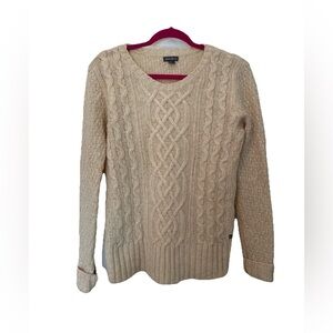 Eddie Bauer Cream Cable Knit Crew Neck Sweater